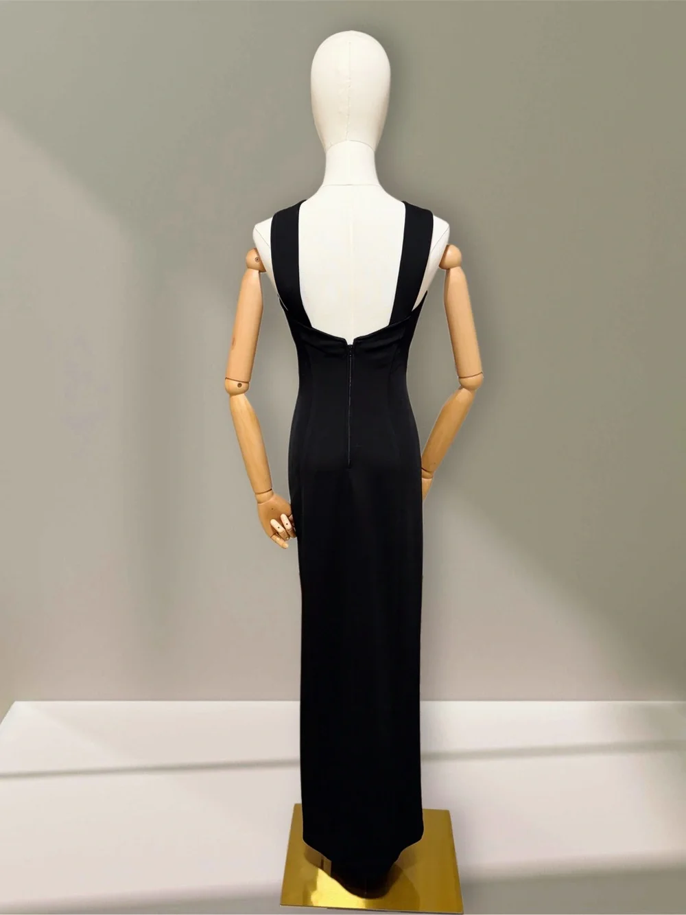 Vintage Black Cutout Cross-Strap Evening Dress